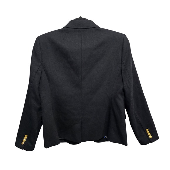 J. CREW Schoolboy Blazer in Black Wool with Gold Buttons Size 12P Preppy Office - Picture 10 of 11